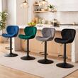 Set 2 scaune de bucatarie/bar, Artool, West, rotativ, catifea gri, picior metal negru, 46x48.5x90-111 cm