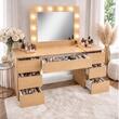 Masa de toaleta/machiaj, Antonia, stejar, cu oglinda si LED-uri, 155x42x135 cm (144001)