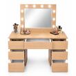 Masa de toaleta/machiaj, Vanessa, stejar, cu oglinda si LED-uri, 130x43x143 cm (143851)