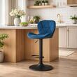 Scaun de bucatarie/bar, Artool, West, rotativ, catifea, bleumarin si negru, 46x48.5x90-111 cm