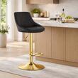 Scaun de bucatarie/bar, Artool, Kast, rotativ, catifea, negru si auriu, 45.5x49x85-105 cm