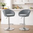 Scaun de bucatarie/bar, Artool, East, rotativ, catifea, gri si argintiu, 53x46x81-103 cm