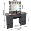 Masa de toaleta/machiaj, Vanessa, antracit, cu oglinda si LED-uri, 130x43x143 cm