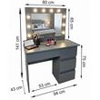 Masa de toaleta/machiaj, Irina, antracit, cu oglinda si LED-uri, 94x43x141 cm