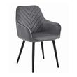 Scaun stil fotoliu bucatarie/living, Artool, Nana, catifea gri inchis, picioare metal negru, 54x61x83.5 cm