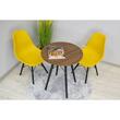 Masa stil scandinav, Leobert, rotund, MDF si lemn, maro rustic, 60x73 cm