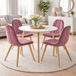 Set 4 scaune bucatarie/living, Bora, catifea, lemn, roz inchis, 44.5x54x81.5 cm