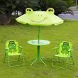 Set mobilier gradina/terasa pentru copii, pliabil, verde, model brosca, masa cu umbrela, 2 scaune, Melisenda