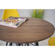Masa stil scandinav, Leobert, rotund, MDF si lemn, maro rustic, 60x73 cm