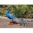 Decoratiune gradina metalica paun albastru 70x23x46cm