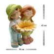 Decoratiune gradina ceramica fata si baiat cu floare 30x24,5x42 cm