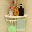Raft pentru baie/dus, Vasagle, reglabil, inox, 4 rafturi, alb, 85-305 cm