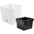 Ghiveci de flori, Prosperplast, Rato Low, patrat, imitatie ratan, alb, 22.3x22.3x22.8 cm
