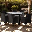Set mobilier gradina/terasa, maro inchis si bej, ratan sintetic, 1 masa, 6 fotolii, Riviera