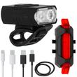 Set stop si far pentru bicicleta, Springos, LED, 6/4 moduri iluminare, aluminiu si plastic, incarcare USB, 6.5x3.5x2.5 cm