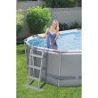Piscina structura metalica, ovala, cu filtru, scara, gri, 427x250x100 cm, Bestway Power Steel