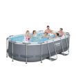 Piscina structura metalica, ovala, cu filtru, scara, gri, 427x250x100 cm, Bestway Power Steel