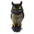Decoratiune/sperietoare daunatori solara Bufnita cap rotativ si ochi luminosi, 43 cm