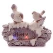 Decoratiune Craciun, ceramica, pasari, LED, 36 cm