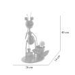 Decoratiune metalica pentru gradina, furnica cu lopata, 26x14x40 cm