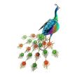 Decoratiune metalica pentru gradina, paun, 49x35.5x53 cm