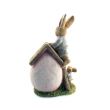 Decoratiune gradina, ceramica, LED, iepure cu casa, 31x22x48 cm