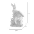 Decoratiune gradina, ceramica, LED, iepure cu casa, 31x22x48 cm