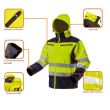 Geaca de lucru vizibilitate ridicata, galben, impermeabil, model VISIBILITY, marime M/50, NEO