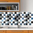 Panou decorativ, PVC, model floral, alb, negru si albastru, 96x48.5 cm