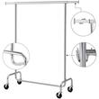 Suport mobil cu roti pentru haine, Songmics, reglabil, metal, argintiu, max 130 kg, 150x55x160 cm