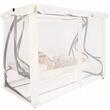 Balansoar gradina, Springos, 3 locuri, cu plasa insecte, crem, 220x120x160 cm, functie pat, max 280 kg