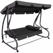 Balansoar gradina, Springos, 3 locuri, cu plasa insecte, negru, 215x125x165 cm, functie pat, max 280 kg