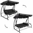 Balansoar gradina, Springos, 3 locuri, cu plasa insecte, negru, 215x125x165 cm, functie pat, max 280 kg
