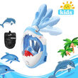 Masca snorkeling cu tub pentru copii model rechin, albastra