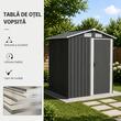 Casuta/magazie/sopron de gradina pentru depozitare unelte, cu structura baza inclusa, otel si PP, gri, 152x132x188 cm