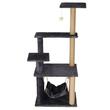 Ansamblu de joaca pentru pisici, Springos, cu platforme, culcus, grafit si crem, 52x37x121 cm