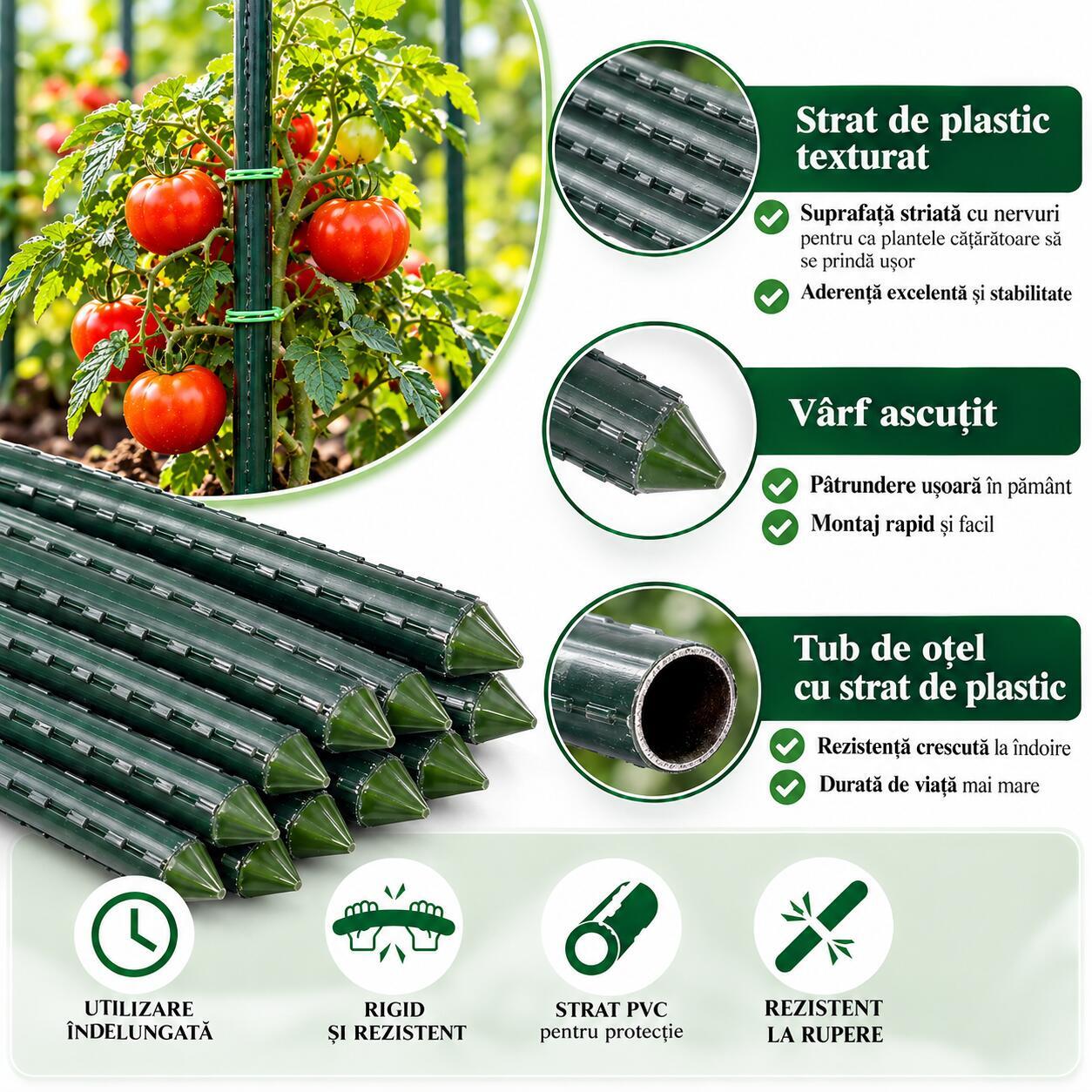 Arac de gradina cu strat de plastic texturat, varf ascutit si tub de otel