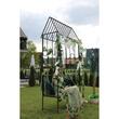 Arcada metalica, pergola, pentru gradina, cu banca, bronz antic, 123x63x252 cm