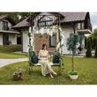 Arcada metalica, pergola, pentru gradina, cu banca, bronz antic, 123x63x252 cm
