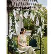 Arcada metalica, pergola, pentru gradina, cu banca, bronz antic, 123x63x252 cm
