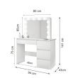 Masa de toaleta/machiaj, alba, cu oglinda si LED-uri, 94x43x141 cm
