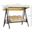 Balansoar gradina, 3 locuri, bej, 260x124.5x180 cm, perne captusite, max 360 kg