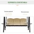 Balansoar gradina, 3 locuri, bej, 260x124.5x180 cm, perne captusite, max 360 kg
