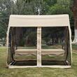 Balansoar gradina, 3 locuri, cu plasa insecte, crem, 240x135x197 cm, functie pat, max 300 kg