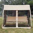Balansoar gradina, 3 locuri, cu plasa insecte, crem, 240x135x197 cm, functie pat, max 300 kg
