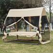 Balansoar gradina, 3 locuri, cu plasa insecte, crem, 240x135x197 cm, functie pat, max 300 kg