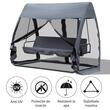 Balansoar gradina, 3 locuri, cu plasa insecte, gri inchis, 240x140x197 cm, functie pat, max 300 kg