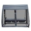 Balansoar gradina, 3 locuri, cu plasa insecte, gri inchis, 240x140x197 cm, functie pat, max 300 kg