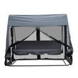 Balansoar gradina, 3 locuri, cu plasa insecte, gri inchis, 240x140x197 cm, functie pat, max 300 kg