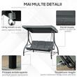 Balansoar gradina, 3 locuri, gri, 195x117.5x175 cm, functie pat, perne captusite, max 240 kg, Rimini